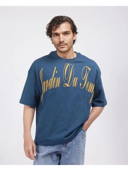 Rare Rabbit - Tempe Petrol Graphic Print Oversized Fit T-Shirt