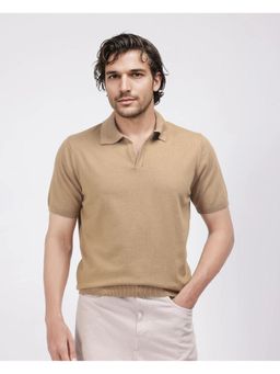 Rare Rabbit - Teny Khaki Plain Regular Fit Polo T-Shirt