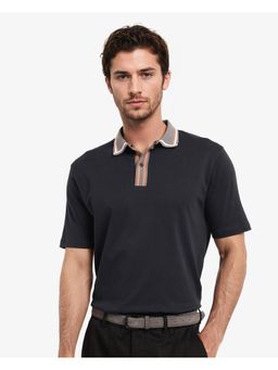 Rare Rabbit - Territ Dark Navy Blue Plain Regular Fit Polo T-Shirt