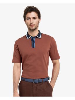 Rare Rabbit - Territ Light Rust Plain Regular Fit Polo T-Shirt