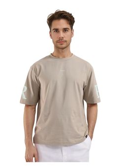 Rare Rabbit - Tin Beige Graphic Print Regular Fit T-Shirt
