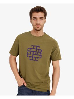 Rare Rabbit - Toxy Olive Graphic Print Regular Fit T-Shirt