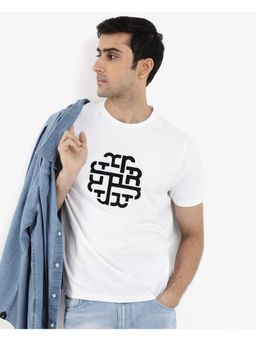 Rare Rabbit - Toxy White Graphic Print Regular Fit T-Shirt