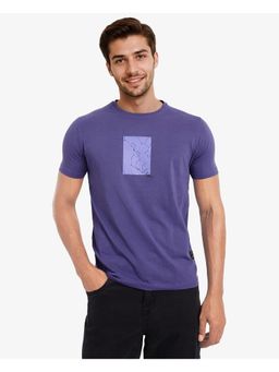 Rare Rabbit - Trace-1 Purple Graphic Print Regular Fit T-Shirt