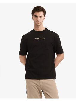 Rare Rabbit - Tyga Black Graphic Print Oversized Fit T-Shirt