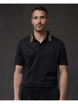 Rare Rabbit - Vers Black Plain Regular Fit Polo T-Shirt