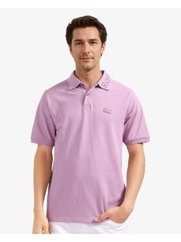 Rare Rabbit - Vinc Dusky Pink Plain Regular Fit Polo T-Shirt