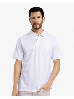 Rare Rabbit - Vinc White Plain Regular Fit Polo T-Shirt
