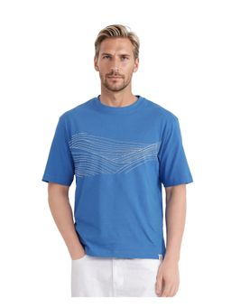 Rare Rabbit - Vint Dusky Blue Graphic Print Qlo Fit T-Shirt