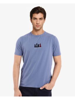 Rare Rabbit - Vital Dusky Blue Graphic Print Regular Fit T-Shirt