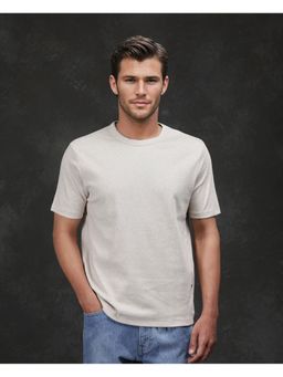 Rare Rabbit - Volt-Mel Melange Beige Plain Regular Fit T-Shirt