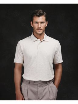 Rare Rabbit - Weso Off White Jacquard Regular Fit Polo T-Shirt