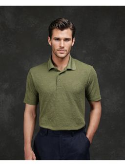 Rare Rabbit - Weso Olive Jacquard Regular Fit Polo T-Shirt