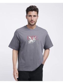Rare Rabbit - Xabo Dark Grey Graphic Print Oversized Fit T-Shirt