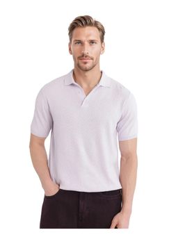 Rare Rabbit - Xas Pastel Purple Textured Regular Fit Polo T-Shirt