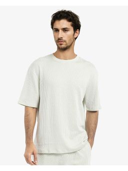 Rare Rabbit - Zavet-T Light Green Stripes Oversized Fit T-Shirt