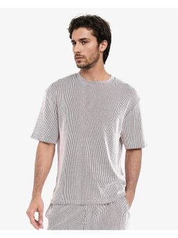 Rare Rabbit - Zavet-T Maroon Stripes Oversized Fit T-Shirt