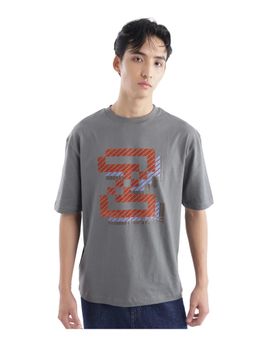 Rare Rabbit - Zees Grey Graphic Print Oversized Fit T-Shirt