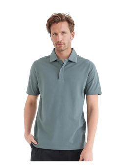Rare Rabbit - Zeni Dusky Green Plain Regular Fit Polo T-Shirt