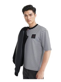 Rare Rabbit - Zeph White Stripes Boxy Fit T-Shirt