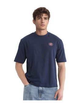 Rare Rabbit - Zera Navy Blue Graphic Print Oversized Fit T-Shirt