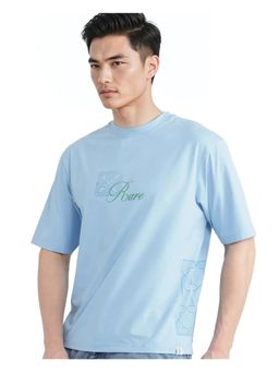 Rare Rabbit - Zilos Light Blue Graphic Print Oversized Fit T-Shirt