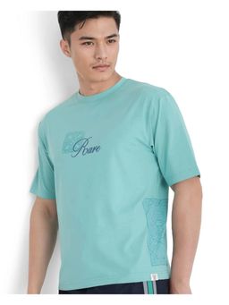 Rare Rabbit - Zilos Light Green Graphic Print Oversized Fit T-Shirt