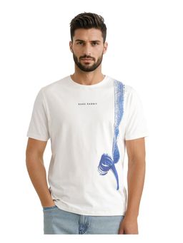 Rare Rabbit - Zyra Off White Abstract Print Regular Fit T-Shirt