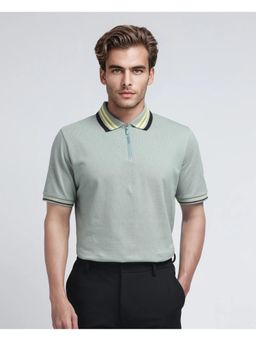Rare Rabbit - Zyte Dusky Green Plain Regular Fit Polo T-Shirt