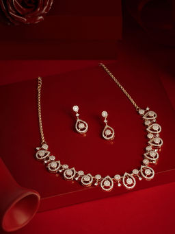 Zaveri Pearls - Rose Gold Cubic Zirconia Jewellery Set