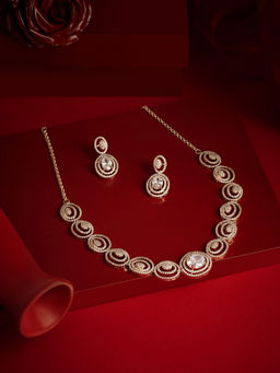 Zaveri Pearls - Rose Gold Cubic Zirconia Jewellery Set