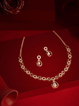 Zaveri Pearls - Rose Gold Cubic Zirconia Jewellery Set