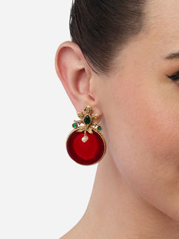 Zaveri Pearls - Red Stones Drops & Danglers Earrings