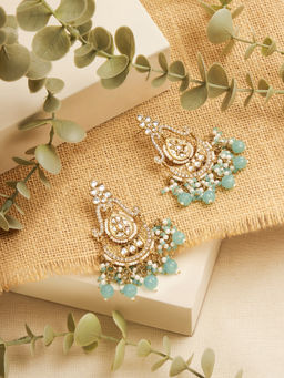 Zaveri Pearls - Pastel Blue Cluster Beads Stones Dangler Earrings