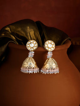 Zaveri Pearls - Multi-Colour Crystal Shine Beads and Stones Jhumka Earrings