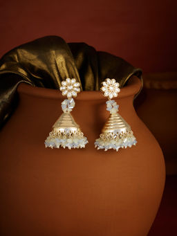 Zaveri Pearls - Multi-Colour Crystal Shine Beads and Stones Jhumka Earrings