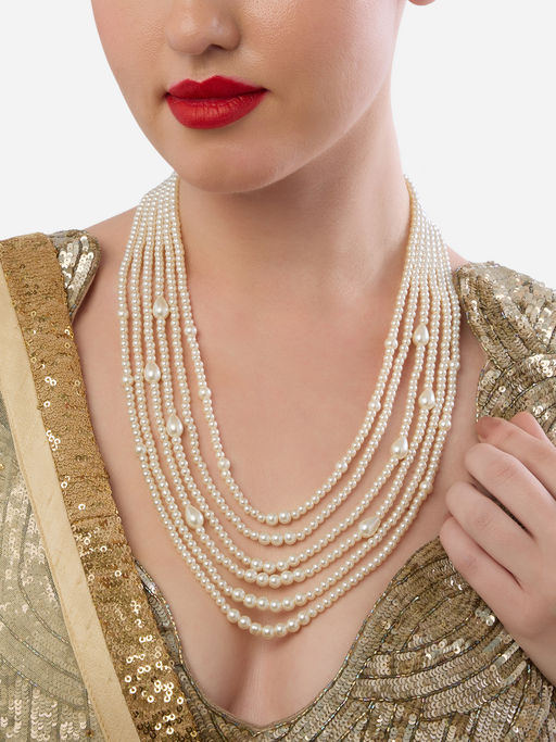 Zaveri Pearls Multilayer Pearls Beaded Necklace