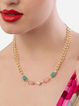 Zaveri Pearls - Multi-Colour Beads and Pearls Multistrand Necklace