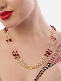 Zaveri Pearls - Purple Beads and Pearls Multistrand Necklace