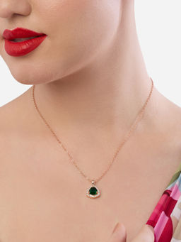 Zaveri Pearls - Green Cubic Zirconia Brass Necklace