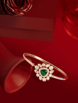 Zaveri Pearls - Green Dazzling Cubic Zirconia Bracelet