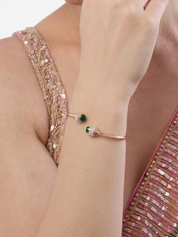 Zaveri Pearls - Green Cubic Zirconia Brass Bracelet