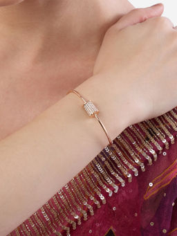 Zaveri Pearls - Rose Gold Cubic Zirconia Brass Bracelet
