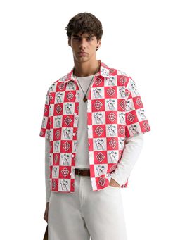 The Indian Garage Co - Red Men Boxy Fit Scooby-Doo Printed Cutaway Collar Half Sleeves Shirt