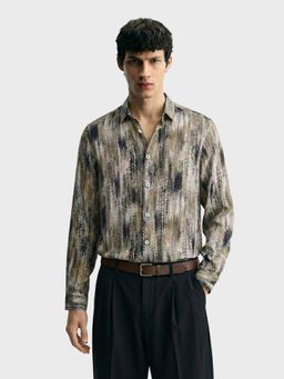 The Indian Garage Co - Green Men Slim Fit Printed Cutaway Collar Full Sleeves Shirt