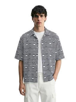 The Indian Garage Co - Black Men Boxy Fit Looney Tunes Printed Collar Half Sleeves Shirt