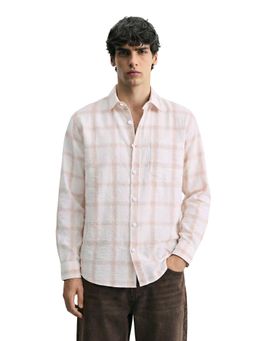 The Indian Garage Co - Rust Men Relaxed Fit Checked Cutaway Collar Full Sleeves Shirt