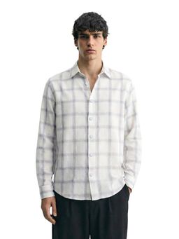 The Indian Garage Co - Grey Men Relaxed Fit Checked Cutaway Collar Full Sleeves Shirt