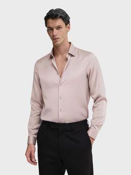 The Indian Garage Co - Pink Men Slim Fit Solid Cutaway Collar Full Sleeves Shirt