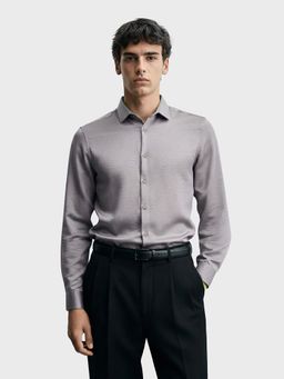 The Indian Garage Co - Grey Men Slim Fit Solid Cutaway Collar Full Sleeves Shirt